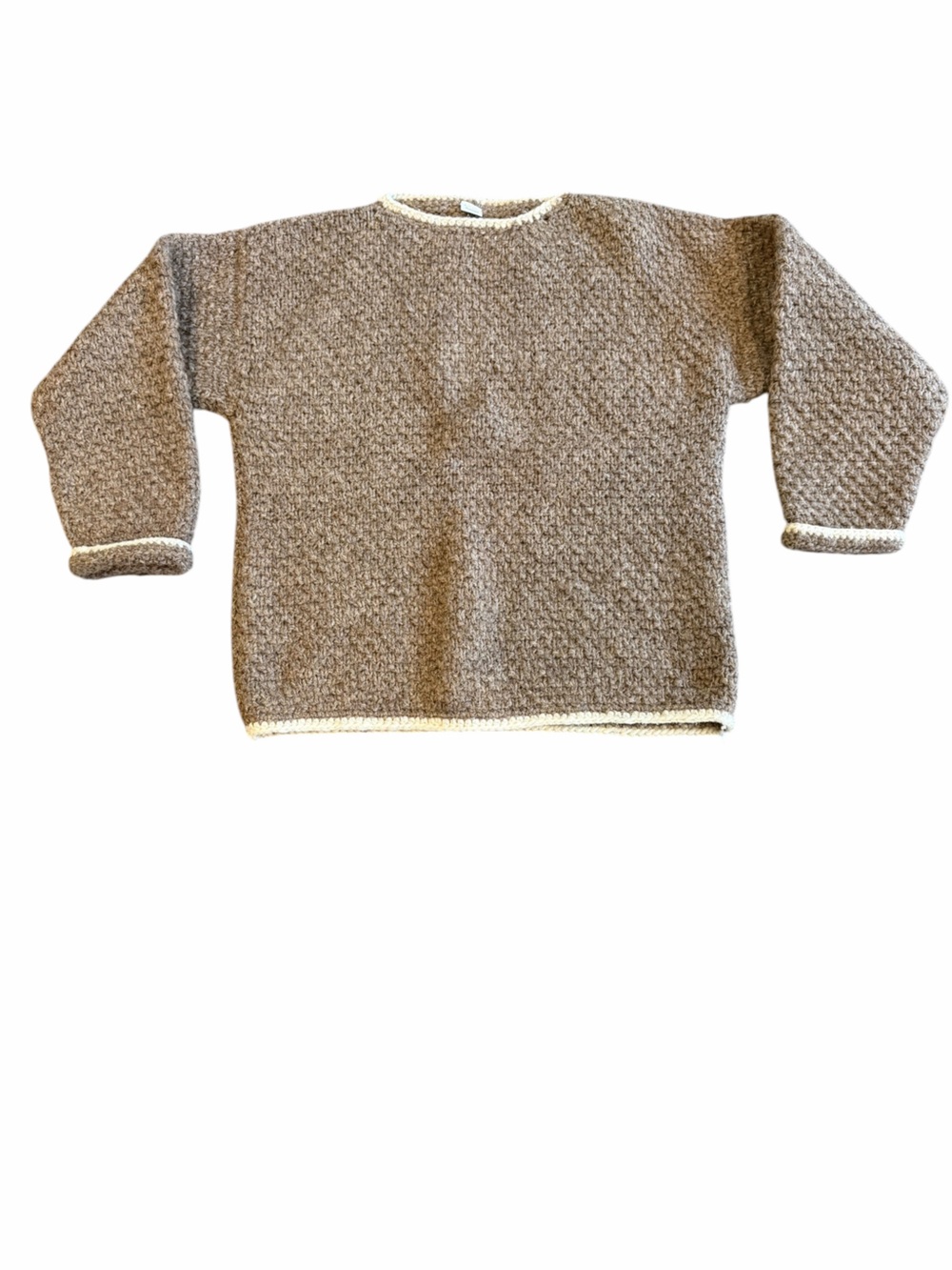 Artesanias Quispe 100% Wool Hand Knit Brown Sweater Peru Ecuador